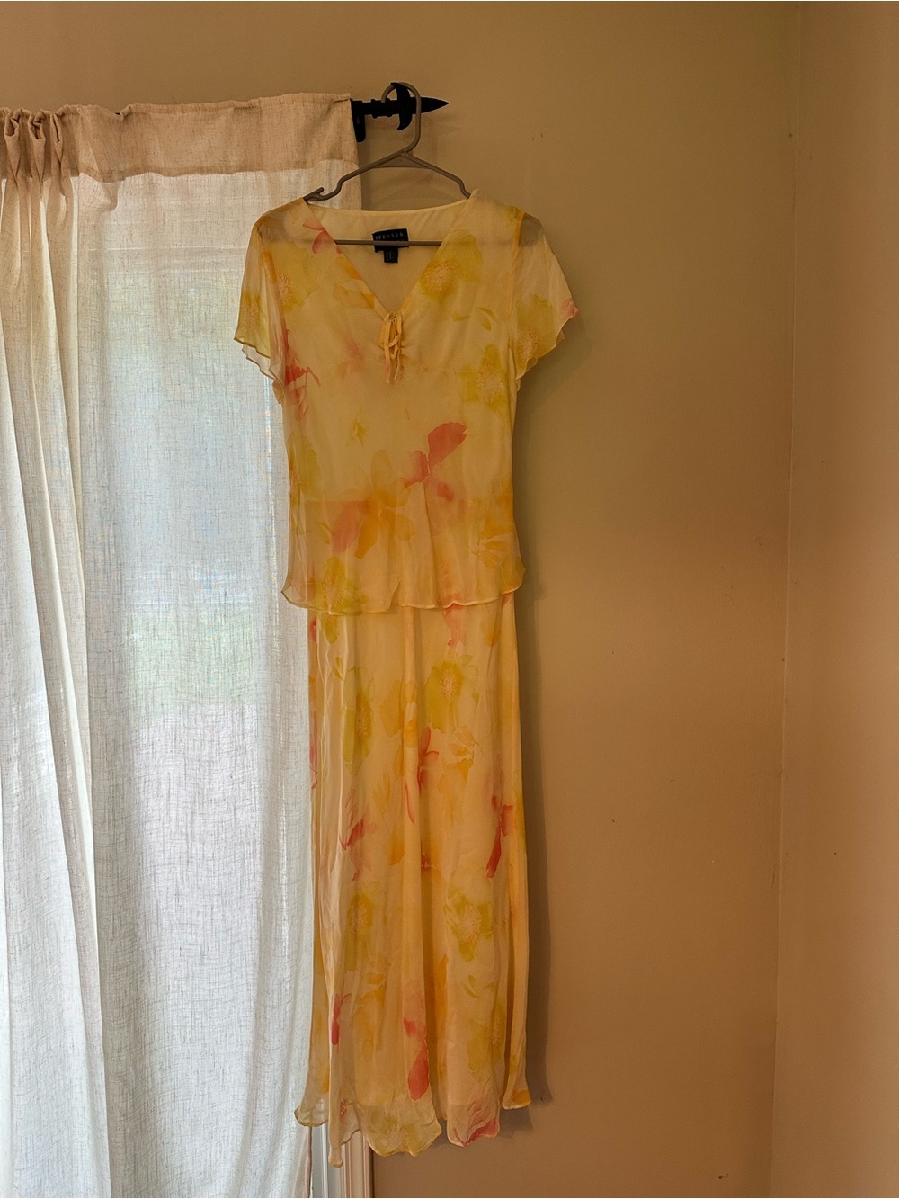 Spenser Jeremy Yellow & Peach Vintage Silk Dress
